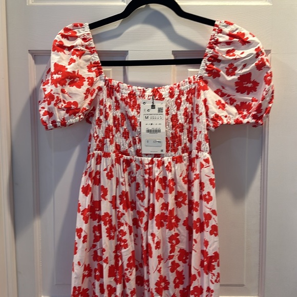 NWT ZARA POLIN FLORAL RED DRESS - Picture 3 of 5